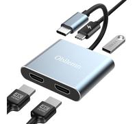 USB C a Dual HDMI Adapter 4K@60Hz, USB C Hub 4 in 1 Adapter con 2 HDMI 4k, USB 2.0, 100W PD, Compatible con MacBook/MacBook Pro Air/DELL/Samsung Galaxy