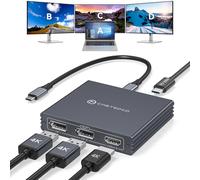 USB C a HDMI + 2 adaptadores Displayport, 3 monitores 4K60Hz DP HDMI Splitter 1 en 3 salidas para visualización extendida con carga PD de 100 W, Plug & Play, compatible con laptop, PC, tarjeta gráfica