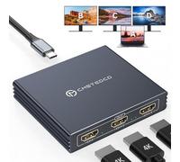 USB C a HDMI Splitter para 3 monitores con 100W PD 4K@60Hz Adaptador USB-C a 3 HDMI 1 Entrada 3 Salida Soporte Modo Extendido en Windows para Puerto Thunderbolt 3 o Superior