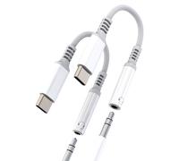 USB C a Jack Audio 3.5mm Adaptador(2 Pack)AUX Auriculares Cable DAC Tipo C Dongle para iPhone 16 15 Pro Compatible Con Samsung Adapter para Apple Microfono Conector Auxiliar Coche para iPad Headphones