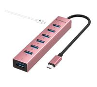 USB-C a USB Hub, 8 en 1 USB Splitter con 7 puertos de transferencia de datos USB 3.0 y entrada PD de 5 V/3 A para adaptador USB, aleación de aluminio, extensor de carcasa para portátil compatible con