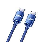 USB C Cable 120W PD - 1M Fast Charge Tissée Double Port | Repartiteur USB Type C, Charge Rapide 2 en 1 Power Delivery, Câble Appareils Smartphone Tablette Laptop Usage, Protection Surtension Hau