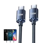 USB C Cable 120W PD - 1M Fast Charge Tissée Double Port | Repartiteur USB Type C, Charge Rapide 2 en 1 Power Delivery, Câble Appareils Smartphone Tablette Laptop Usage, Protection Surtension Hau