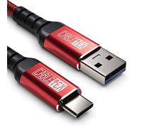 USB C Cable USB 3.0 Type A 1.5m Power and Data Cord Nylon Braid for USB 3.1 laptops and Smartphones Nexus 5X, 6P, OnePlus 2, OP 3, HTC 10, MacBook Pro - Red