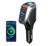 USB C Car Charger - 12V-24V Retractable Car Charger | Fast Charging Carr Adapter With Retractable Cable And LED Voltage Display | 188W Univerrsal Plug Chargers With 3 USB Ports Compatible With Phone