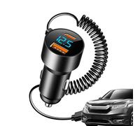 USB C Car Charger Fast Charging, 100W PD QC 3.0 Retractable Cable Adapter, Rapid Cars Smartphones Tablets Laptops, Compact Auto Charging Accessory for Travel Commute 2.55x1.06x1.78in