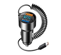 USB C Car Charger Fast Charging, 100W PD QC 3.0 Retractable Cable Adapter, Rapid Cars Smartphones Tablets Laptops, Compact Auto Charging Accessory for Travel Commute 2.55x1.06x1.78in