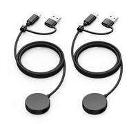 USB C Cargador para Samsung Galaxy Watch 8/8 Classic/ 7/ Ultra/ 6/6 Classic/ 5/5 Pro/ 4/4 Classic/ 3/ Active, Magnético Cable Cargador Reloj Inteligente Galaxy con Enchufe Adaptadors USB (2 Piezas)