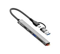 USB C de aleación de aluminio y un concentrador con lector de tarjetas TFSD OTG, carga rápida para teléfonos inteligentes C y adaptadores de tarjeta A a SDTF OTG