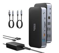 USB C DisplayLink Docking Station con Fuente de alimentación de 120W, 15 en 1 Laptop USB C Dock Dual Monitor con 2 HDMI & 2 DP, 2.5G Ethernet, 10G USB, SD&TF, 3.5mm Audio, Extend Mode para MacBook