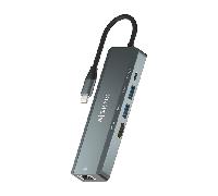 Aisens Hub USB-C 5 en 1 ASUC-5P011-GR – 1xHDMI, 1xRJ45, 2xUSB, USB-C PD, 15 cm – Gris