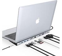 USB C Docking Station 10 in 1, USB C Hub Triple Display Laptop Hub Stand, USB C Adapter für MacBook & Windows (4K HDMI, VGA, PD 100W, Ethernet, SD/TF Card Slot, 3.5mm Audio, 3 USB)