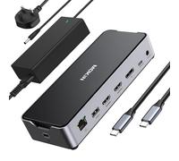 USB C Docking Station 3 Monitors, Triple Display Dock mit 2 HDMI DP 4K@144Hz, 15 in 1 Laptop Docking Station mit 150W DC Power, 10Gbps USB C 3.1, USB A2.0/3.0, Ethernet, SD/TF, Audio mit DELL/HP