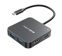 USB C Hub 10Gbps, adaptador multipuerto con HDMI 4K60, salida de potencia de 100 W, 3 USB A 3.1, conector de datos, adaptador USB C a HDMI para MacBook, Dell, Lenovo, Surface, iPad Pro, XPS (gris)