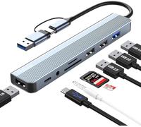 USB C Hub 3.0, Adaptador multipuerto USB Hub 3.0 8 en 1 con SD, TF, USB 3.0, USB 2.0, Puertos de Audio de 3,5 mm, Hub USB C para MacBook Air/Pro, Galaxy, iPad, Windows, etc
