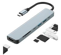 USB C HUB 7 en 1mit HDMI, USB Multipuerto Adapter 4K, 3.0 5Gbps/SD/TF Lector de Tarjetas, Puerto PD de 100 W, USB C HDMI para iPhone 15 Pro/MAX MacBook iPad Pro iMac S23