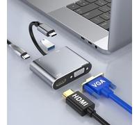 USB C Hub, Adaptador USB C a HDMI VGA, concentrador Tipo C con 4K-HDMI, 1080P-VGA, 87W PD, USB A 3.0, multipuerto USB C para MacBook Pro/Air, iMac 2021/2020,Surface Pro 8/X, Dispositivos Tipo C