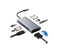 USB C HUB, Docking Station, 10 in 1 USB C Adapter with 4K HDMI, VGA, 100W PD, USB 3.0, USB-C, RJ45 Ethernet, SD/TF Card Reader