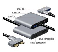 USB-C Hub Driver Free Aluminium Alloy 5 in 1 Dual Type-C to Dual HDMI-Compatible Hub Docking Station