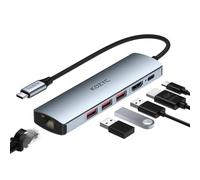 USB C Hub Ethernet 10Gbps, KOZYC 6 in 1 USB C a HDMI Dock con HDMI 4K 60Hz, 1Gbps RJ45 Ethernet, 3 USB 3.2 Gen Data Ports, 100W PD Compatible con MacBook Air/Pro, XPS13/15, DELL