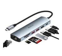 USB C Hub HDMI Ethernet, KOZYC 7 in 1 USB C Hub HDMI 4K@60Hz, 1Gbps Ethernet, 100W PD Charging, 2 USB 3.2 Data, SD/TF Card Slots Port, for Laptop, MacBook Pro, iPad, UHDTV, Steam Deck