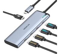 USB C Hub multipuerto, adaptador tipo C 5-en-1 MOKiN con doble salida de vídeo 4K@60Hz, carga rápida PD 100W, USB-C 3.1 10Gbps, distribuidor USBC para Windows