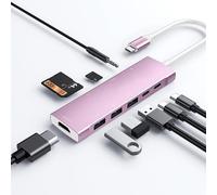 USB C HUB para iPad Pro 9 en 1 Adaptador para iPad Pro M4 M2 M1 13 12.9 11 pulgadas para iPad Air con HDMI 4K HDMI USB-C PD, lector de tarjetas SD/Micro SD, USB 3.0, conector de audio de 3,5 mm