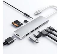 USB C HUB para iPad Pro 9 en 1 Adaptador para iPad Pro M4 M2 M1 13 12.9 11 pulgadas para iPad Air con HDMI 4K HDMI USB-C PD, lector de tarjetas SD/Micro SD, USB 3.0, conector de audio de 3,5 mm