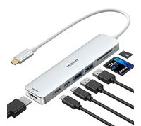 USB C Hub USB C Multiport Adapter für MacBook Pro/Air, 7 in 1 MacBook Adapter USB C auf HDMI Hub, 2USB 3.0, PD,SD/microSD, Type C Daten für iPad, Mehr Type-C Geräte (Silver)