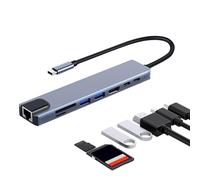 USB C Hub | USB Multiport Adapter with 4k USB Data Ports | Type C Docking Station | 8 In 1 USB C Dongle | Adapter Card Reader | Portable USB C Hub For Printer, Camera, Keyboard and Laptop