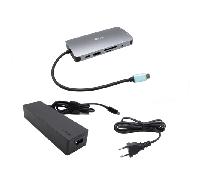 i-Tec Replicador de puertos USB-C C31NANOVGA100 – Metal Nano, HDMI/VGA, LAN, carga 100W, Gris