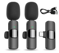 USB C Microfono Inalambrico Solapa para Android, Mini Microfono Inalambrico Plug&Play para Movil Streaming Youtube Facebook Tiktok Vlog Podcast Grabaciones de Video, con Chip de Reducción de Ruido