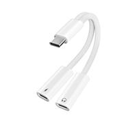 USB C Splitter 1 in 2 Out, Dual USB-C Charger and Headphone Adapter, for 15 16 17/ Pro//Pixel