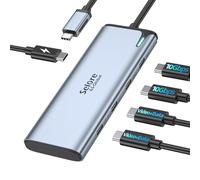 USB C Splitter USB C Video Ausgang, 4K/60Hz DP Alt Mode,USBC Hub Multiport Adapter mit 2*C Ports Video Ausgang,10Gbps Datenung,100W PD,5 in 1 Dual Monitor Adapter für Windows
