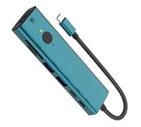 USB C Splitter, USB Hub, 7-Port 3.0 Adapter Station, Portable 4K Splitter with Sleep Screen Function, PD Charging, TF Card Reader, 5Gbps Transfer, 4.72x1.3x0.59 Inches, Green