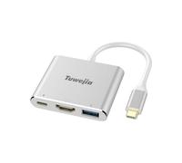 USB C to HDMI Multiport Adapter Tuwejia USB 3.1 Gen 1 Thumderbolt 3 to HDMI 4K Video Converter/USB 3.0 hub Port PD Quick Charging Port with Large Projection for 2015/16/17/18 MacBook/MacBook Pro/Chr
