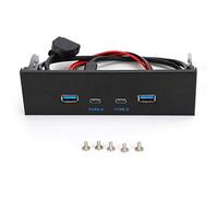 USB-C y USB 3.0 Panel frontal de 4 puertos, 5.25 "USB3.1 Gen2 2 puertos Type-C y 2 puertos USB3.0 Panel frontal Hub USB con conector de 19 pines, Cable adaptador de 2 pies, Panel frontal de metal Hub