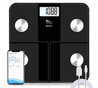 USB Carga Báscula Grasa Corporal, Báscula Baño Digital Compatible con Bluetooth Inteligente, Báscula Analógica Monitores de composición corporal Para Móviles Andriod y iOS (USB carga*Negro)