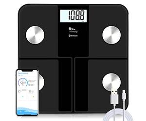 USB Carga Báscula Grasa Corporal, Báscula Baño Digital Compatible con Bluetooth Inteligente, Báscula Analógica Monitores de composición corporal Para Móviles Andriod y iOS (USB carga*Negro)