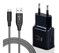 USB Cargador Carga Rápida Adaptador 2m USB C Nylon Cable para Samsung Galaxy A15 A16 A17 A35 A36 A37 A53 A54 A55 A56 A57 S8 S9 S10 S20 S21 S22 FE Plus Z Flip6, Z Fold6 Carga Rápida Adapter Charger