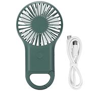 USB Charging Handheld Portable Fan 3 Speed Adjustable Mini Fashionable Carabiner Fan Lightweight Rechargeable with Colorful Lights for Outdoor Travel Camping Hiking Office Home Use (DE verde)