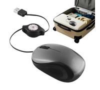 USB Corded Mini Mouse - Optical Tracking Travel Mice | Retractable Corded Computer Mice For Laptop | Laptop Accessories For PC Work Office Coffee Shop Library Hotel Conference Room Airplane Desk Home