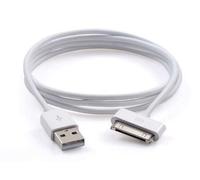 USB Dock 30 Pin Data Cable Compatible con iOS Phone 3G/3GS/4/4S iOS Pad 1/2/3 Pod Suffle Blanco