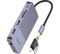 USB Docking Station GIQ USB C HUB USB 3.0 to Dual HDMI VGA Adapter Triple Display USB C Laptop Docking Station Dual Monitor HDMI Splitter Extender Compatible with MacBook M1 M2 M3 M4 M5 USB Dock