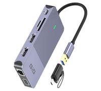 USB Docking Station GIQ USB C HUB USB 3.0 to Dual HDMI VGA Adapter Triple Display USB C Laptop Docking Station Dual Monitor HDMI Splitter Extender Compatible with MacBook M1 M2 M3 M4 M5 USB Dock