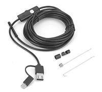 USB Endoscopio 5.5mm Cámara Inspección Serpiente 3 en 1 con 6 LED, Boroscopio Flexible Impermeable para Smartphones, Inspección de Tubos y Zonas Oscuras