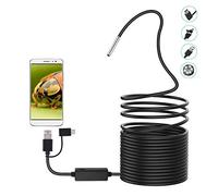 Akozon USB Endoscopio, 3 en 1 cámara de inspección de endoscopio 20-Meter 5.5mm 720P cámara de Serpiente Impermeable con 6 Luces LED Ajustables para inspección de tuberías