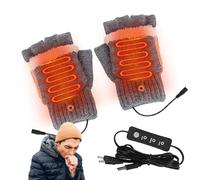 USB Heated Gloves, Cold Weather Hand Warmers, Knitting Heated Mittens, 3 Heat Settings Gloves, Full Finger Warmers, Half Finger Heated Mittens for Hiking Winter Outdoor