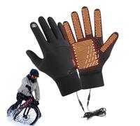 USB Heated Gloves Pair, Touchscreen Thermal Winter Mitts, Waterproof Soft Fabric, Quick Heating Insulated Design, Ideal for Cold Weather Running, Cycling, Fishing, Commuting, and Hiking, Black