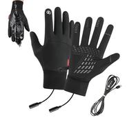 USB Heated Gloves Pair, Touchscreen Thermal Winter Mitts, Waterproof Soft Fabric, Quick Heating Insulated Design, Ideal for Cold Weather Running, Cycling, Fishing, Commuting, and Hiking, Black